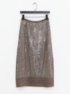 SWAYING Fall/Winter 2025: Beaded alpaca wool sweater/skirt set SW-SW-SW25AW3B04-HUIZONG (Gray-brown) Skirt (SW25AW1T07C1S4)